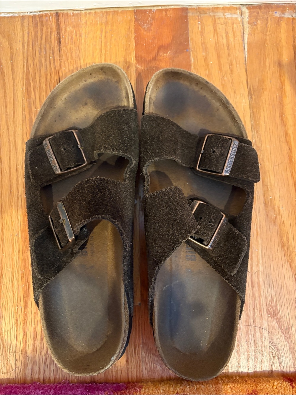 Birkenstock Black Suede Two-Strap Sandals
